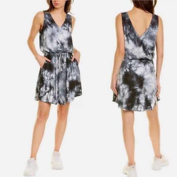 Sweaty Betty Take It Easy Tie Dye Black Dress Size S Sleeveless V Neck Pockets - Picture 14 of 14